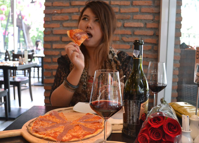 Serrano Ham Pizza at Mille Malle Serrano Ham Pizza at Mille Malle, Wine Connection in Sukhumvit, Bangkok, Thailand