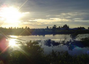 Sunset in Cambodia Sunset in Cambodian Fields, Bangkok to Siem Reap, Angkor Wat Tour, Cambodia