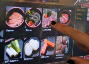 Touch Screen Ordering Touch Screen Ordering, Hajime Robot Restaurant, Bangkok, Japanese Yakiniku Barbecue