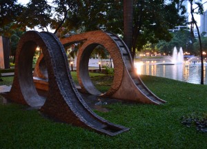 Evening Sunset at Benjasiri Park in Sukhumvit Queens Park, Bangkok